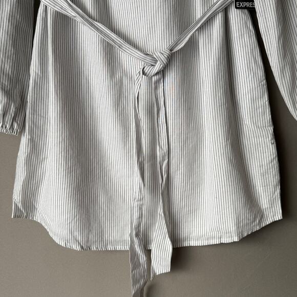 Express Off-Shoulder Dress Size S White & Black Striped NWT - Picture 3 of 9